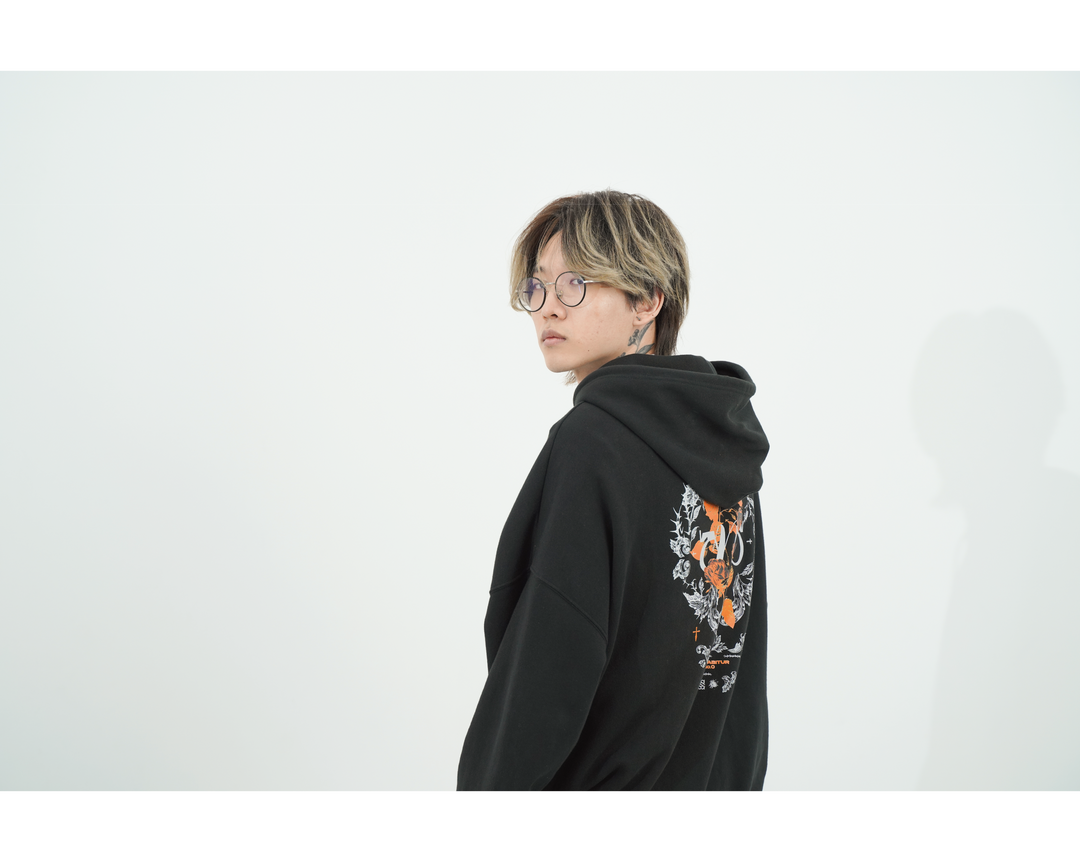 No 0 ZIP HOODIE / BLACK