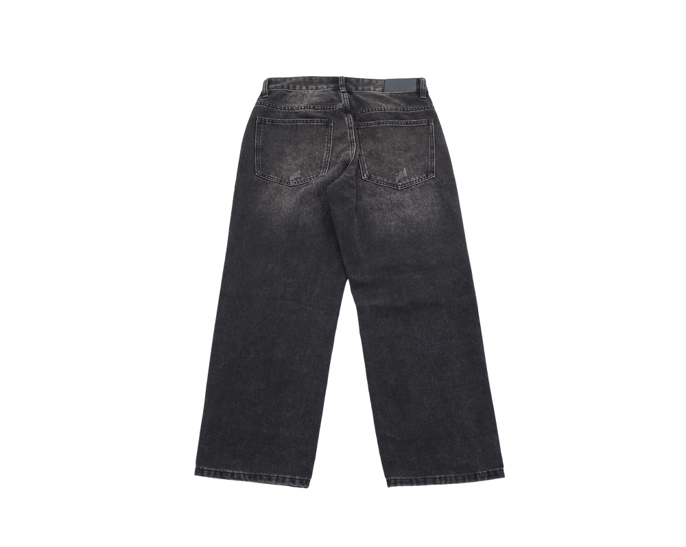 DAMAGE BLACK DENIM / BLACK