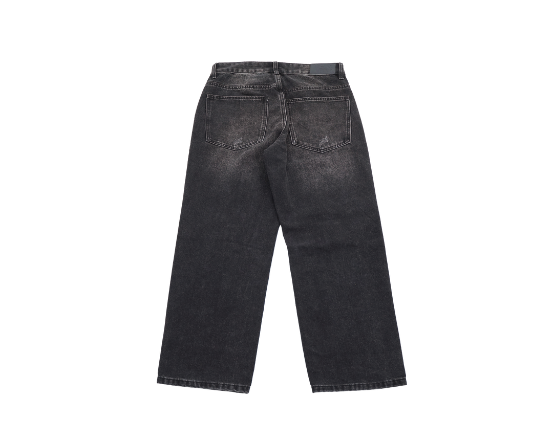 DAMAGE BLACK DENIM / BLACK