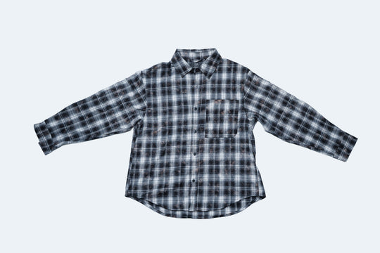 CHAIN EMBROIDERY LS SHIRTS / BLACK