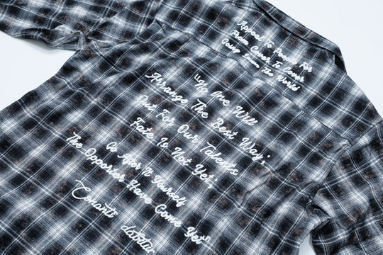 CHAIN EMBROIDERY LS SHIRTS / BLACK