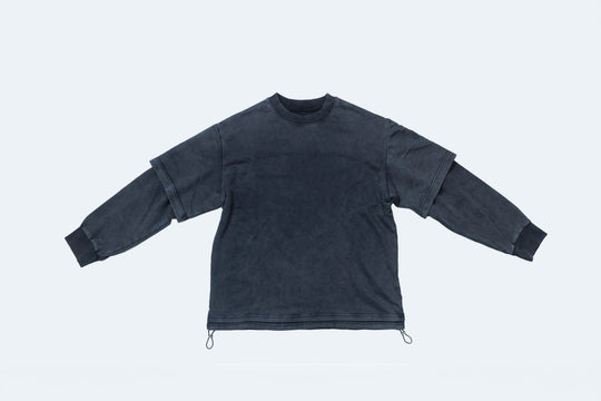 FAKE LAYERED Appliqué LS TEE / BLACK・RED