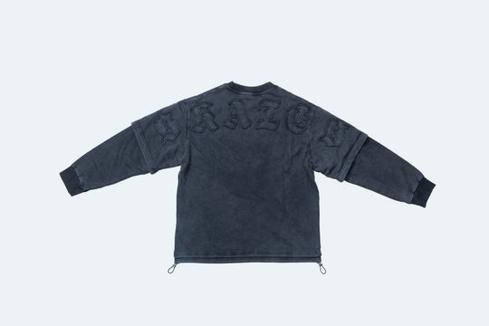 FAKE LAYERED Appliqué LS TEE / BLACK・RED