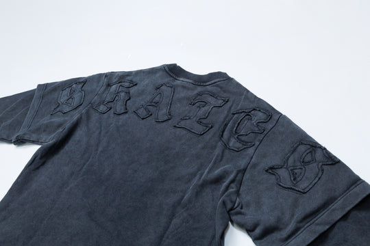 FAKE LAYERED Appliqué LS TEE / BLACK・RED