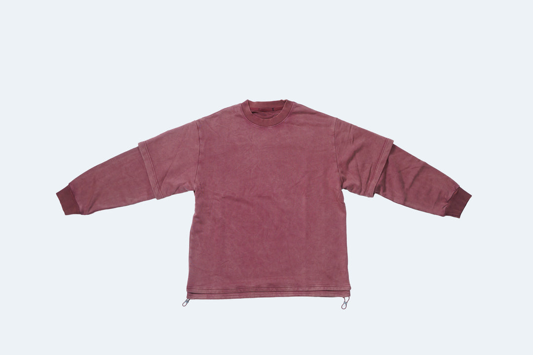 FAKE LAYERED Appliqué LS TEE / BLACK・RED