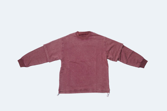 FAKE LAYERED Appliqué LS TEE / BLACK・RED