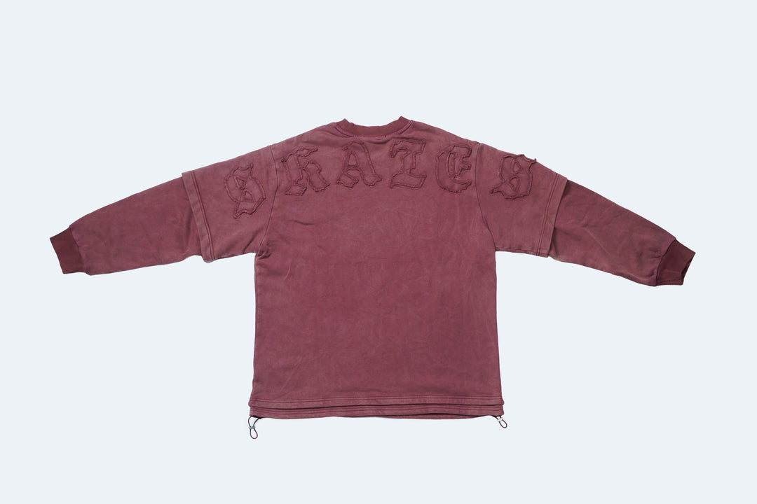 FAKE LAYERED Appliqué LS TEE / BLACK・RED