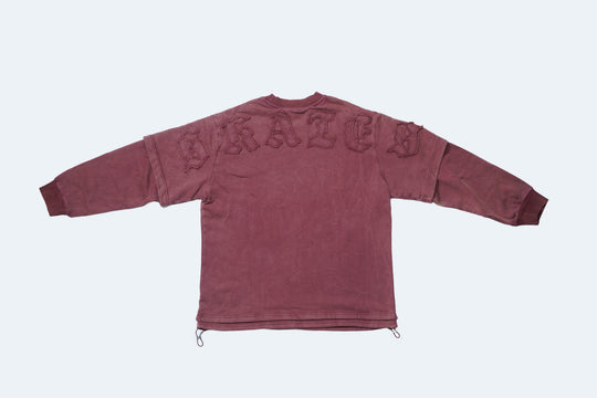 FAKE LAYERED Appliqué LS TEE / BLACK・RED
