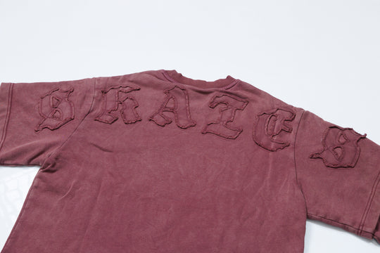 FAKE LAYERED Appliqué LS TEE / BLACK・RED