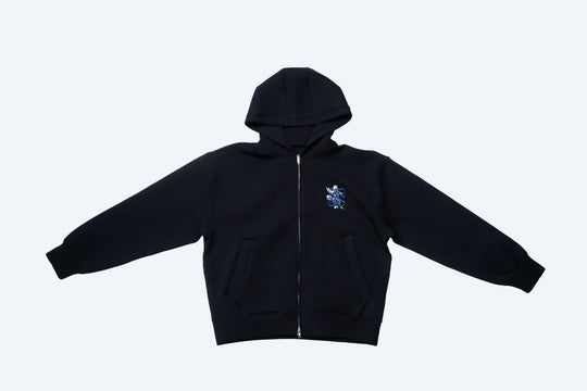 No.1 DOUBLE KNIT ZIP HOODIE / BLACK ・ NAVY