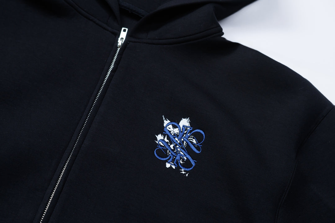 No.1 DOUBLE KNIT ZIP HOODIE / BLACK ・ NAVY