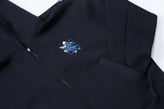 No.1 DOUBLE KNIT ZIP HOODIE / BLACK ・ NAVY