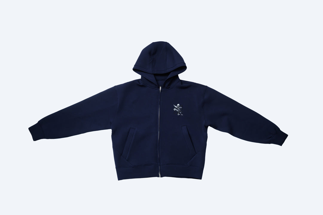 No.1 DOUBLE KNIT ZIP HOODIE / BLACK ・ NAVY