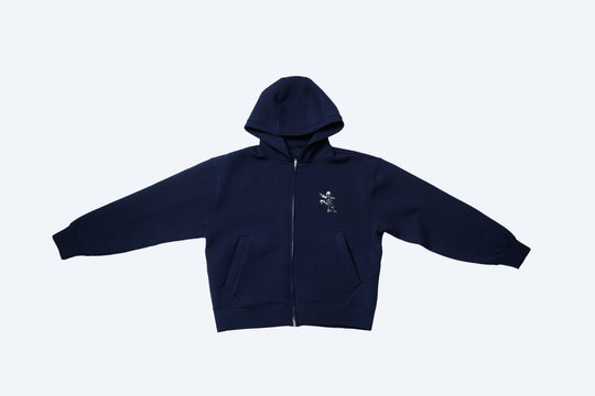 No.1 DOUBLE KNIT ZIP HOODIE / BLACK ・ NAVY