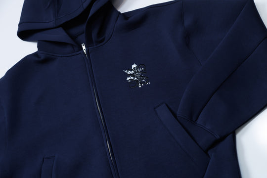 No.1 DOUBLE KNIT ZIP HOODIE / BLACK ・ NAVY