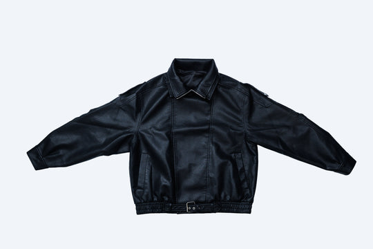 SYNTHETIC LEATHER JACKET / BLACK