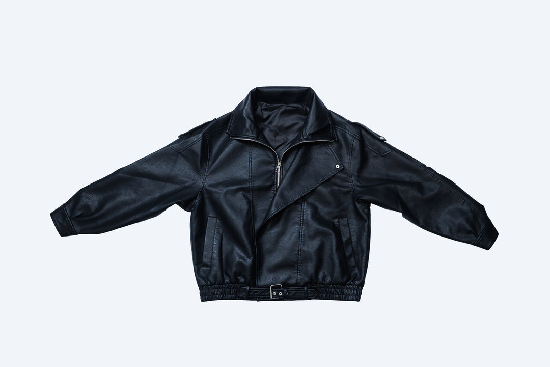 SYNTHETIC LEATHER JACKET / BLACK