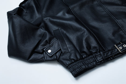 SYNTHETIC LEATHER JACKET / BLACK