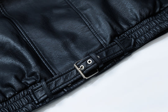 SYNTHETIC LEATHER JACKET / BLACK