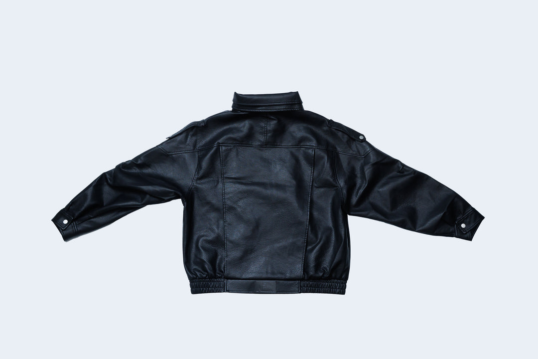SYNTHETIC LEATHER JACKET / BLACK