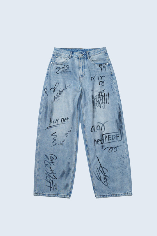 ANS SIGN DENIM PANTS / BLUE