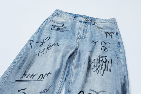 ANS SIGN DENIM PANTS / BLUE