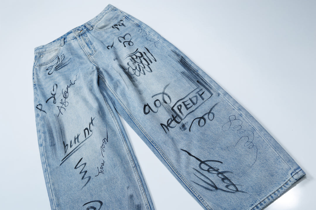 ANS SIGN DENIM PANTS / BLUE