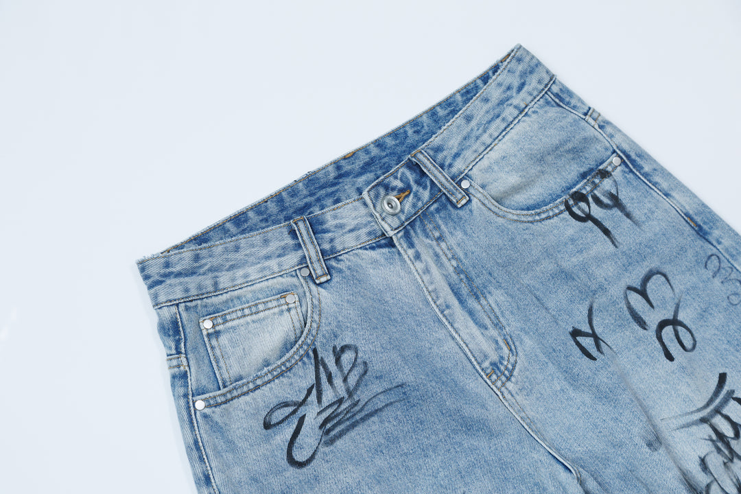 ANS SIGN DENIM PANTS / BLUE