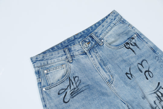 ANS SIGN DENIM PANTS / BLUE