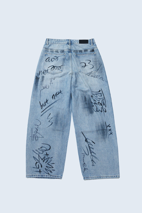 ANS SIGN DENIM PANTS / BLUE