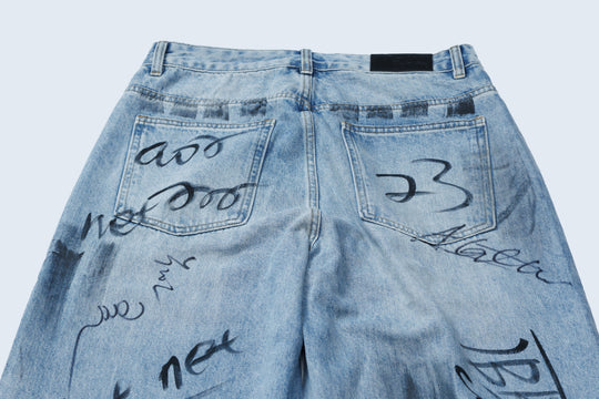ANS SIGN DENIM PANTS / BLUE