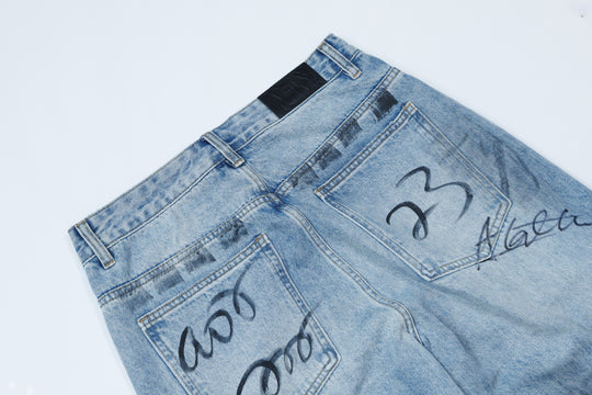 ANS SIGN DENIM PANTS / BLUE