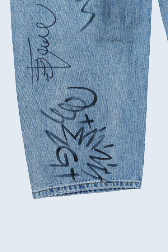 ANS SIGN DENIM PANTS / BLUE